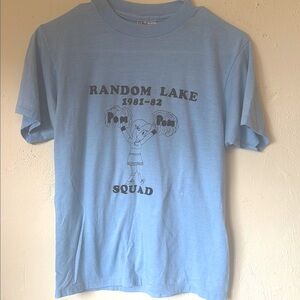 Vintage Light Blue Graphic T-Shirt with lettering Random Lake